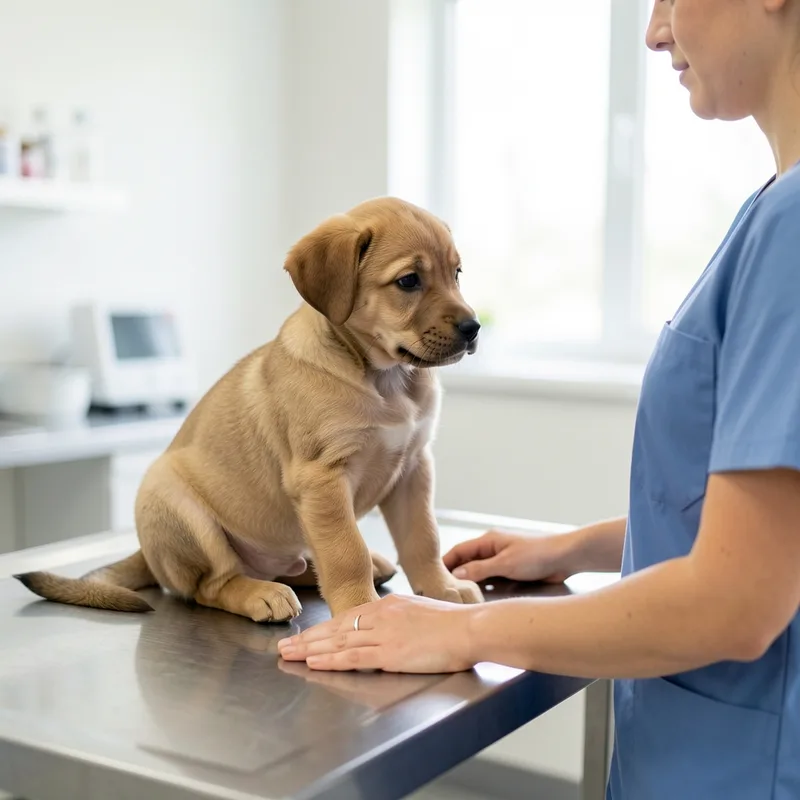 Vétérinaire observant un chiot lors d&rsquo;une consultation